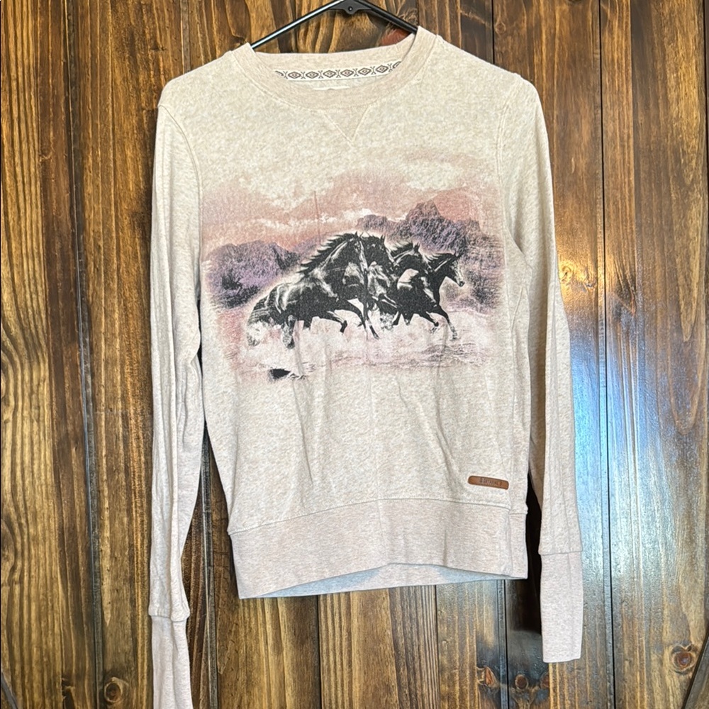 Beige Horse Print Sweatshirt